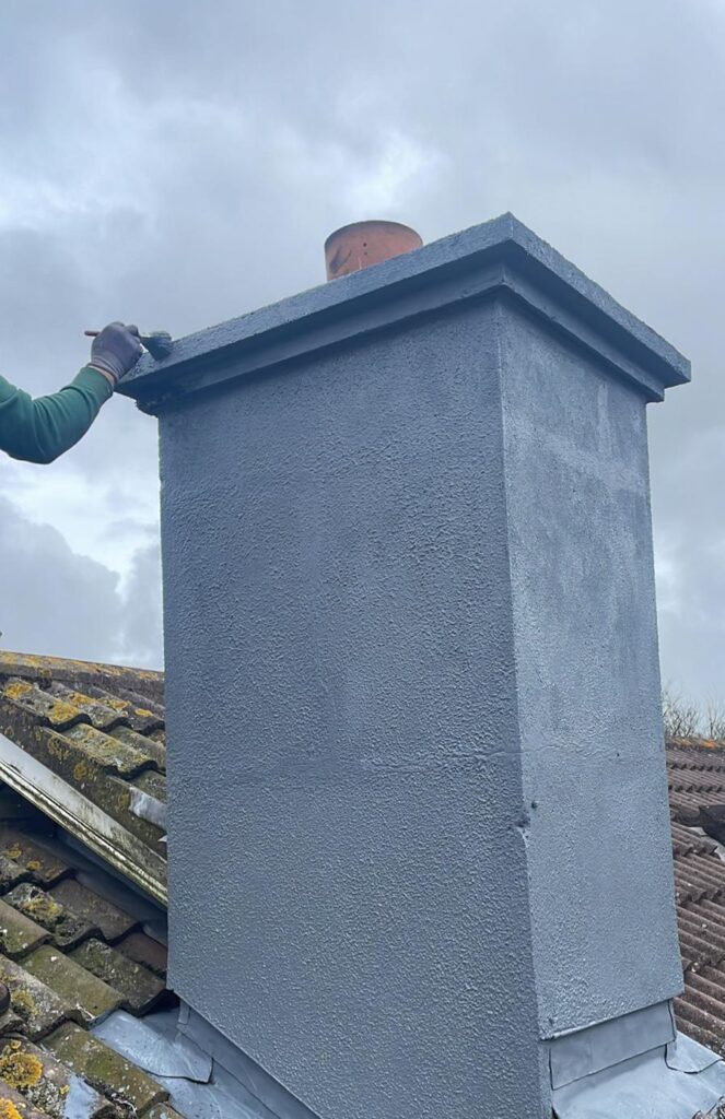 chimney being painted